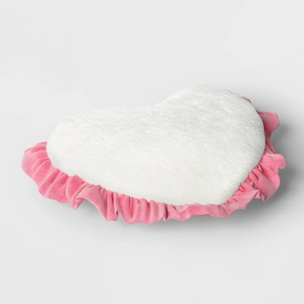 Oversized Heart Velvet Pillow with Faux Shearling Reverse Pink/Ivory - Threshold